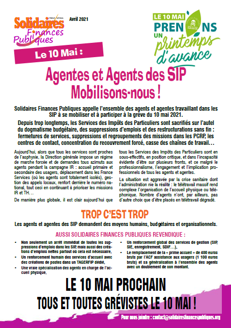 2021 05 03 appel grève du 10 mai tract solidaires sip