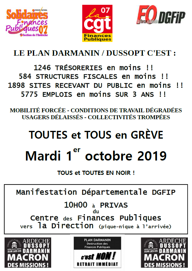 Grève et manifestation du mardi 1er octobre 2019
