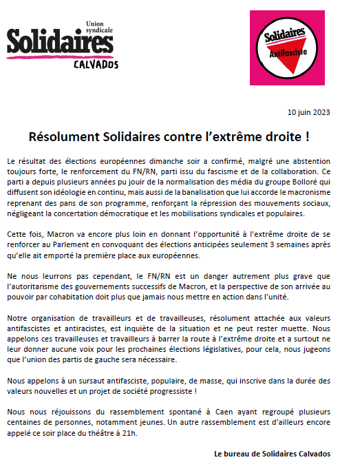 2024 06 10 Résolument Solidaires contre lextrême droite