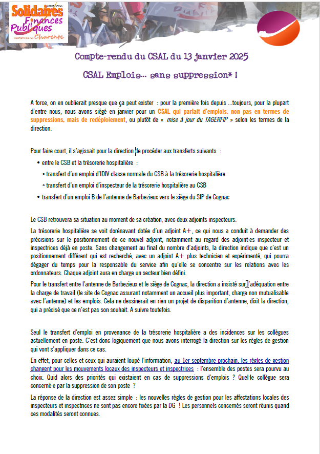 CSAL Emplois 2025 page1