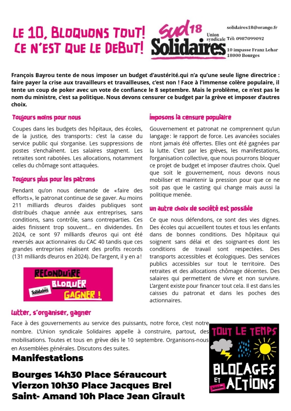 Grève 10 septembre 2025