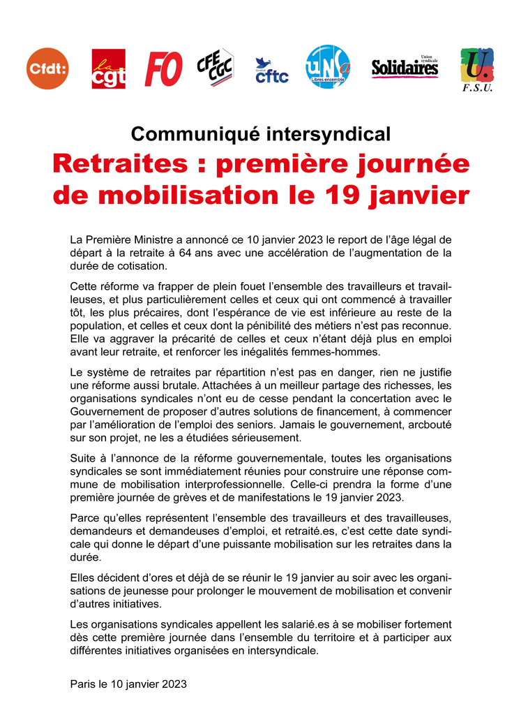20230110 communique intersyndical