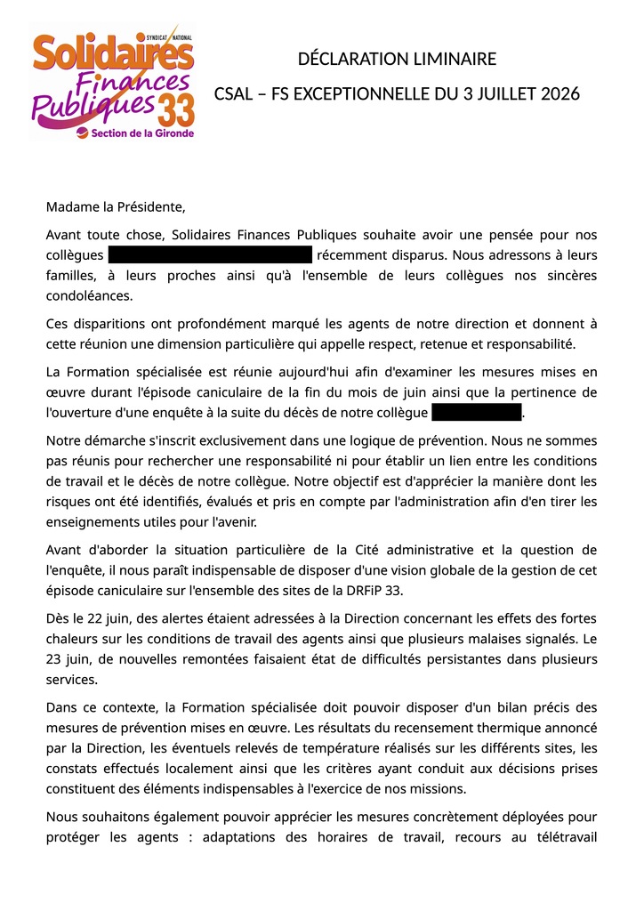 liminaire du 3 juillet 2026