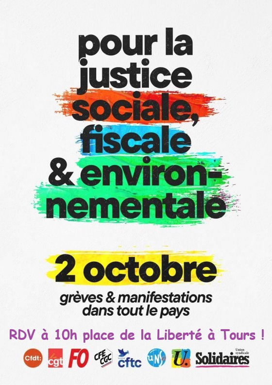 affiche intersyndicale manif tours