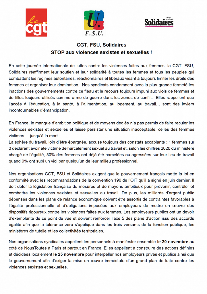 STOP aux violences sexistes et sexuelles !