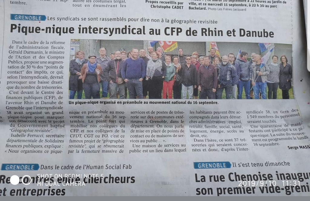 Article dans le dauphiné liberé suite à notre pique nique du 6 septembre 2019