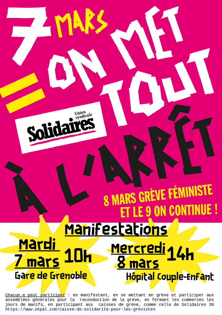 Affiche 7 et 8 mars Solidaires 38
