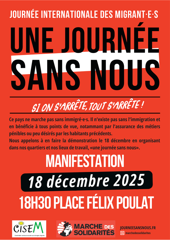 Affiche Une Journée Sans Nous 18.12.2025 Grenoble