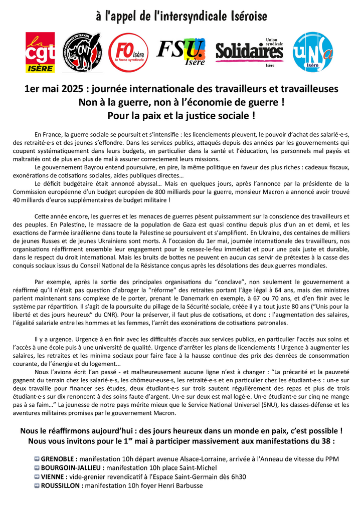 Tract IS 38 1er mai 2025