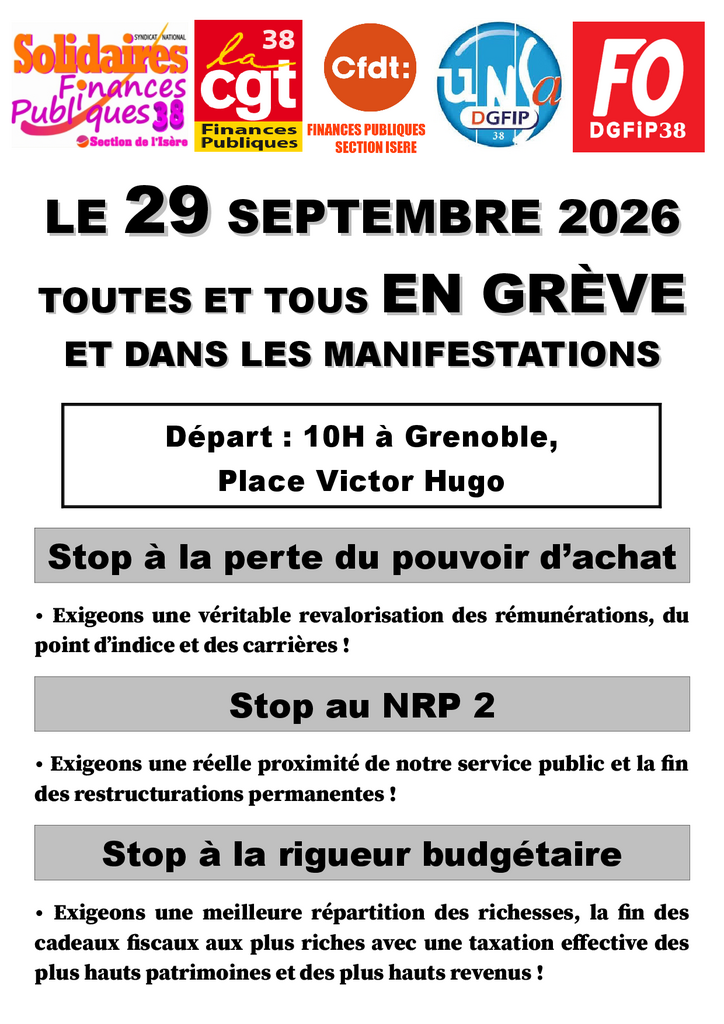 2026-09-29 Grève Tract intersyndical DDFiP 38