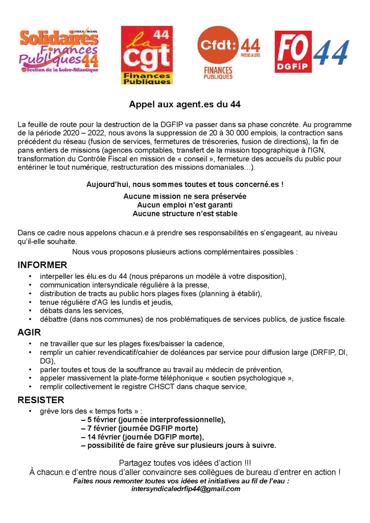 Adresse aux agentES du 44 greve 5 fevrier