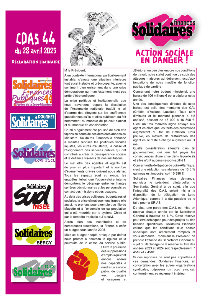 Liminaire CDAS 28 avril 2025