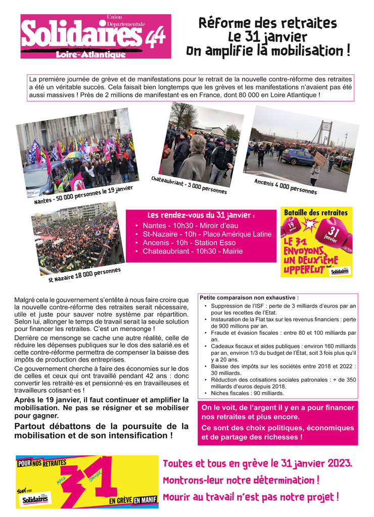 Tract Solidaires 44 31 janvier
