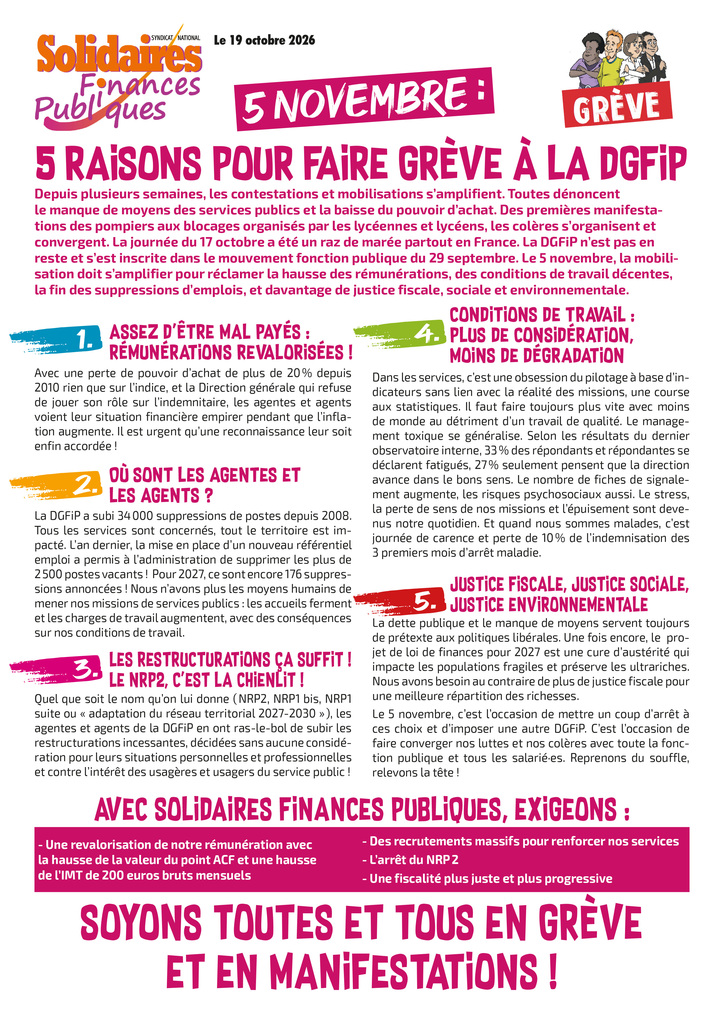 Tract greve 5 nov 2026