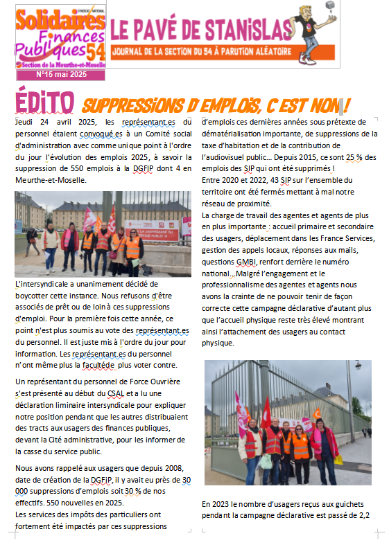 Une pavé mai 2025