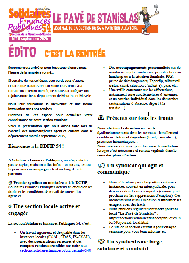 Une pavé septembre 2025