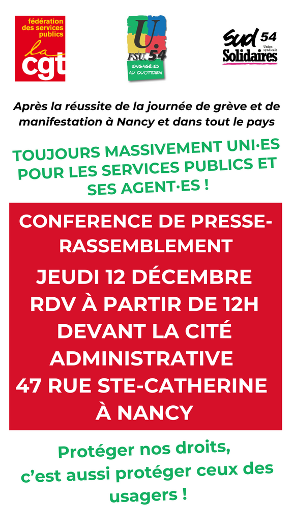 conf de presse 12 12 CGT FSU Solidaires