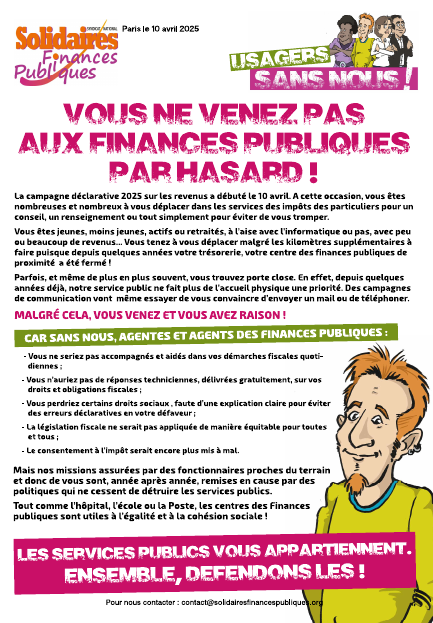 2025 05 14 10 35 17 Tract usagers Vous ne venez pas aux Finances Publiques par hasard Solidair