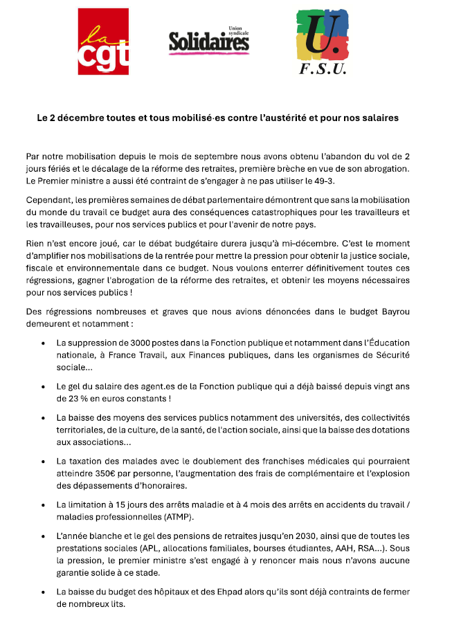 Appel à la grève 02 12 25