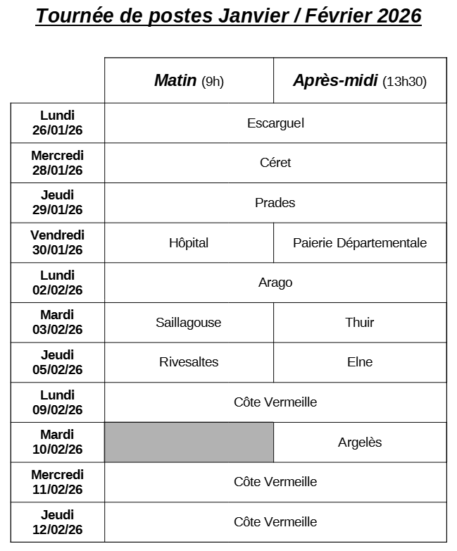 tournée janvier février