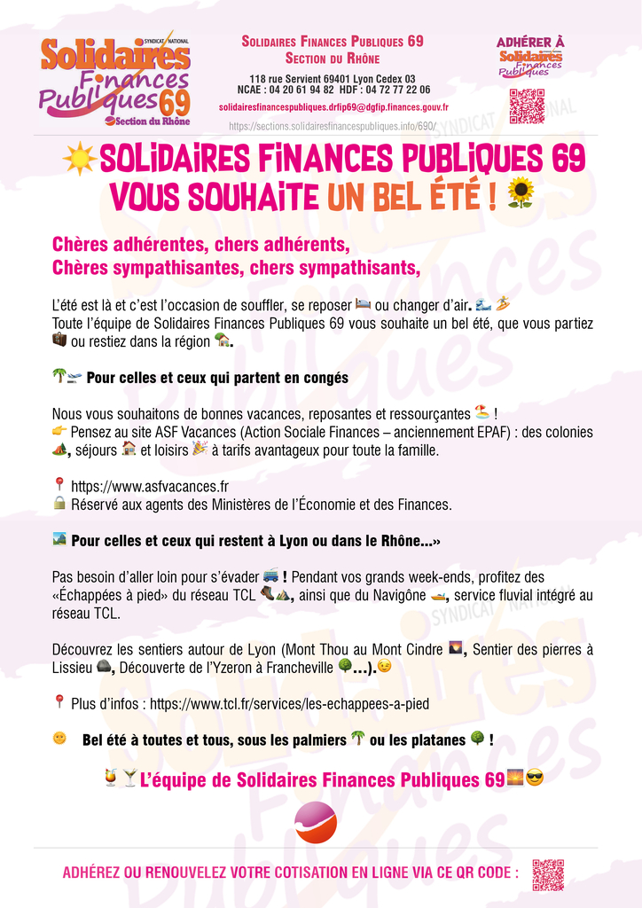 newsletter estivale sfp 69