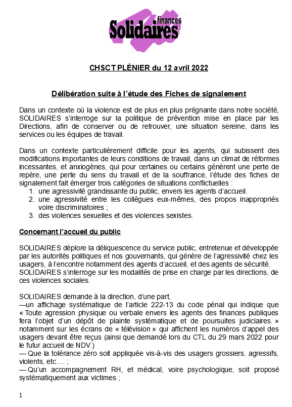 Délibération CHSCT 12 04 2022