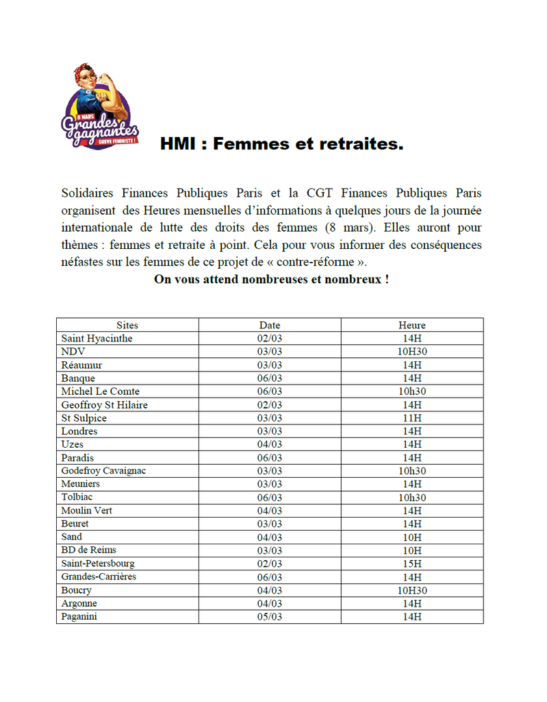 HMI femmes et retraites