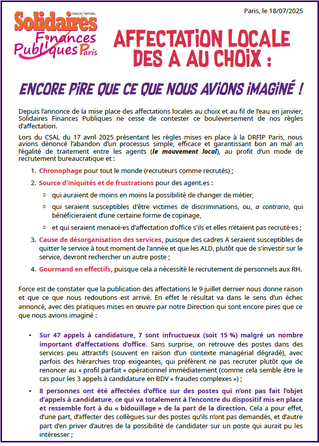 Affectations locales A 2