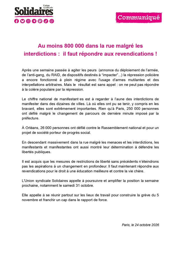 Des centaines de milliers dans la rue malgre les interdictions il faut repondre aux revendications page 0001