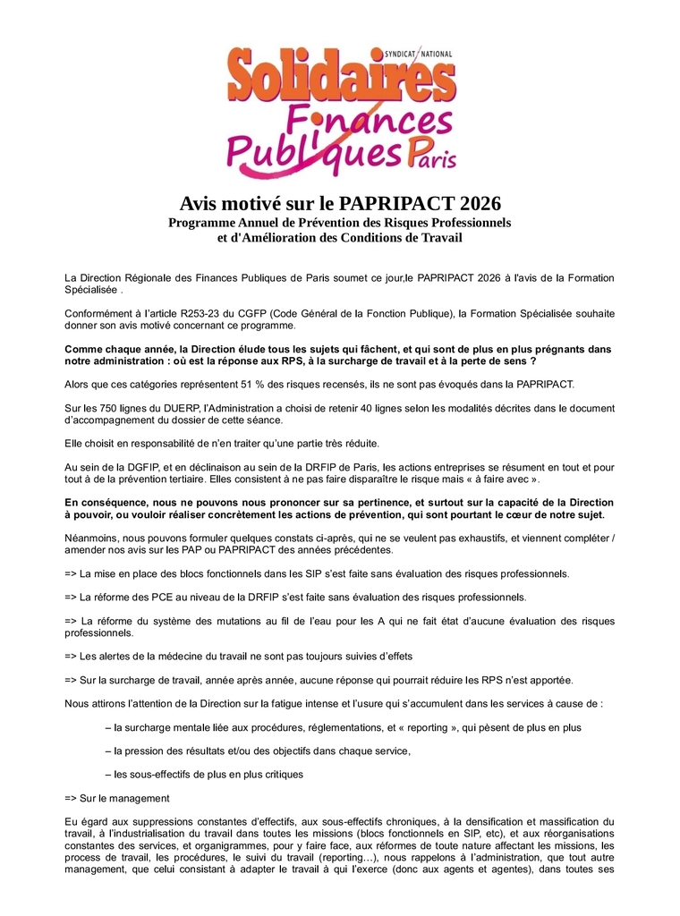 Avis PAPRIPACT 2026