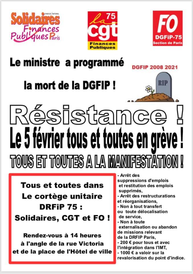 Affiche grève 5 février
