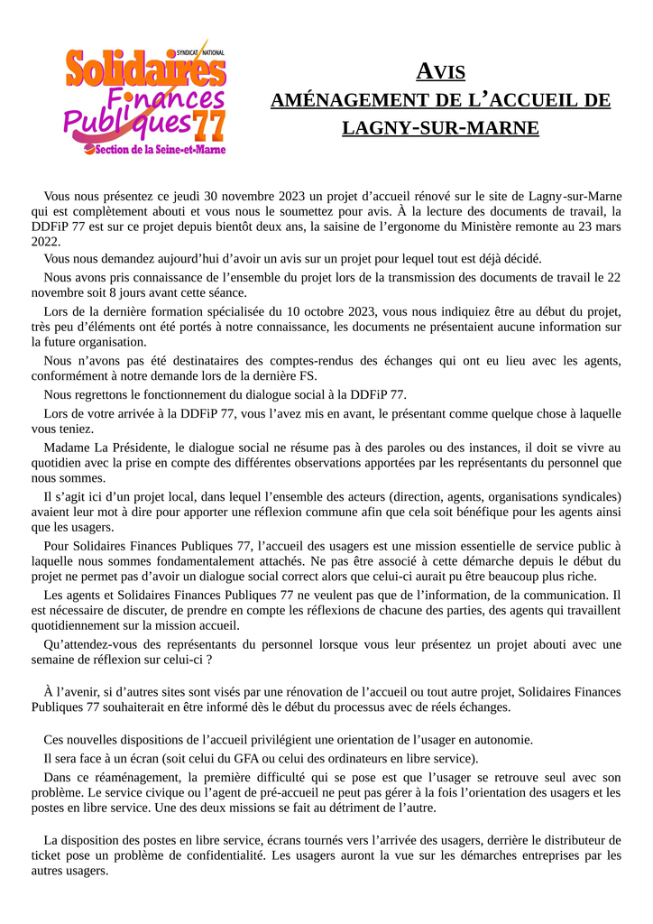 Avis accueil lagny
