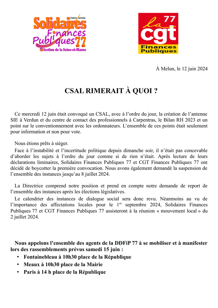 Communiqué 2024 06 12