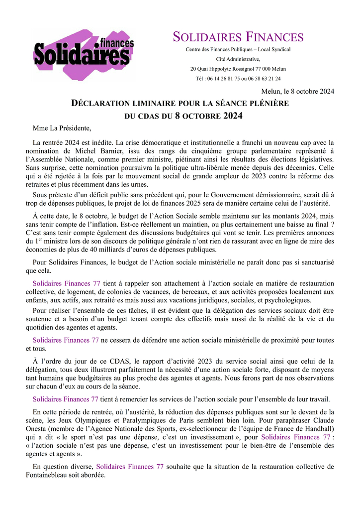 Liminaire CDAS 2024 10 08