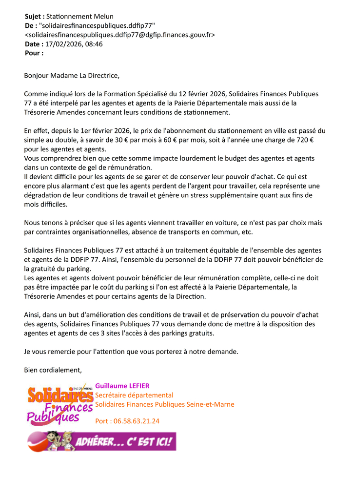 Interpelation stationnement Melun