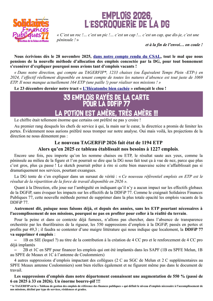 Tract emplois 2026