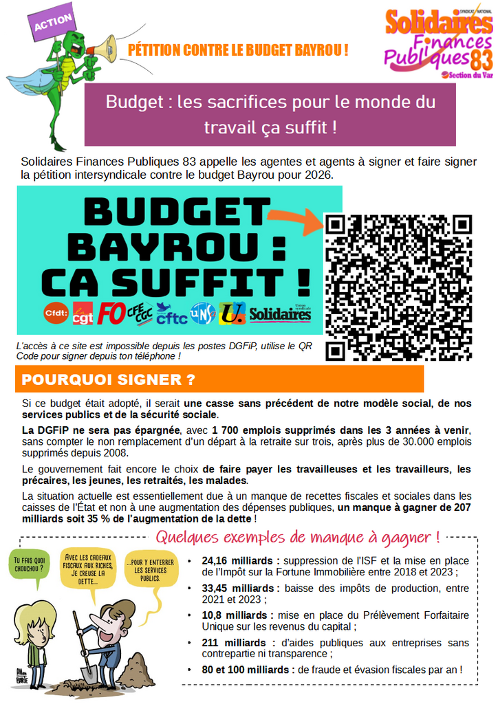 Pétition Budget 2026