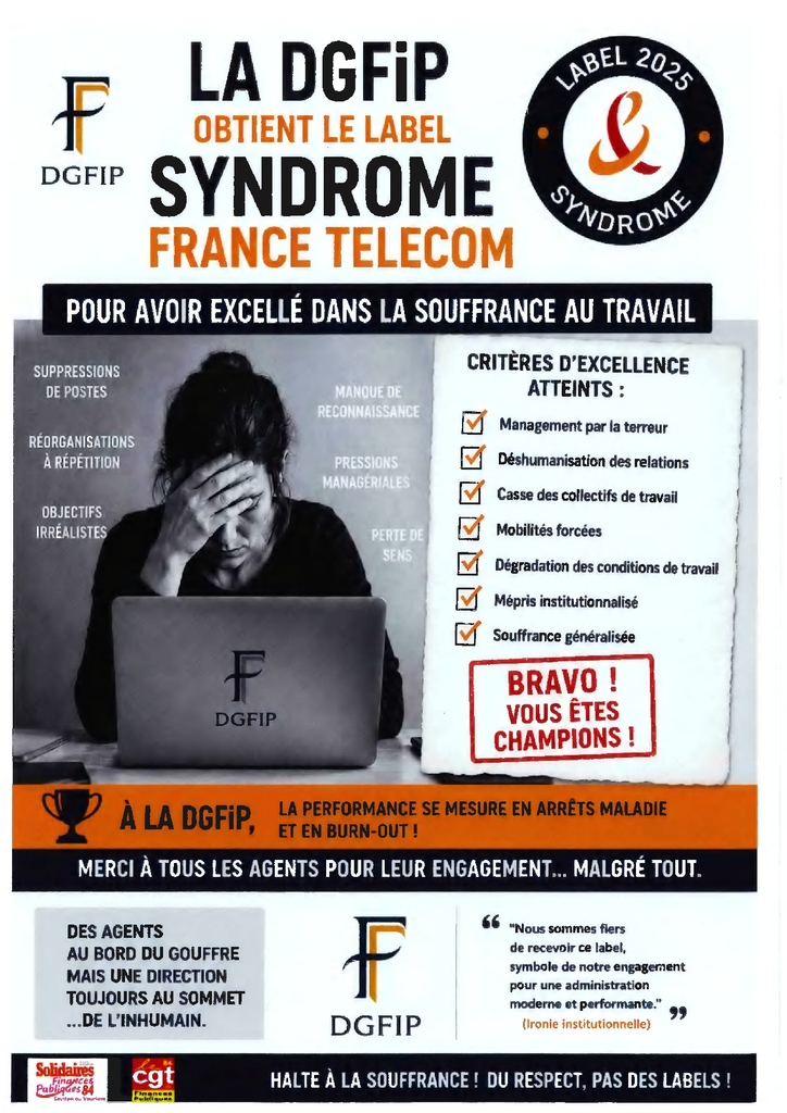 DGFIP Label Syndrome France Telecom