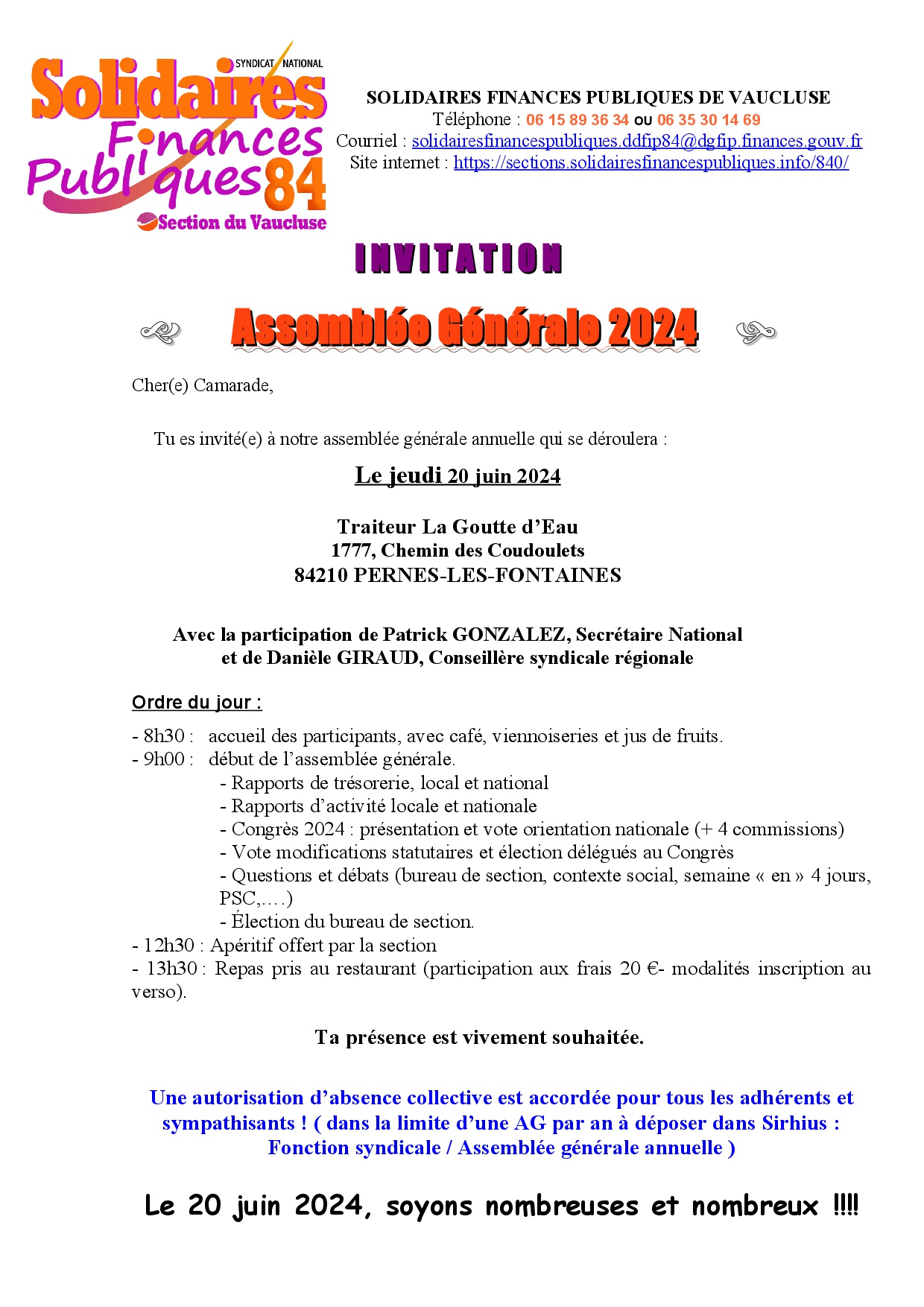 Invitation AG 2024 1ère page
