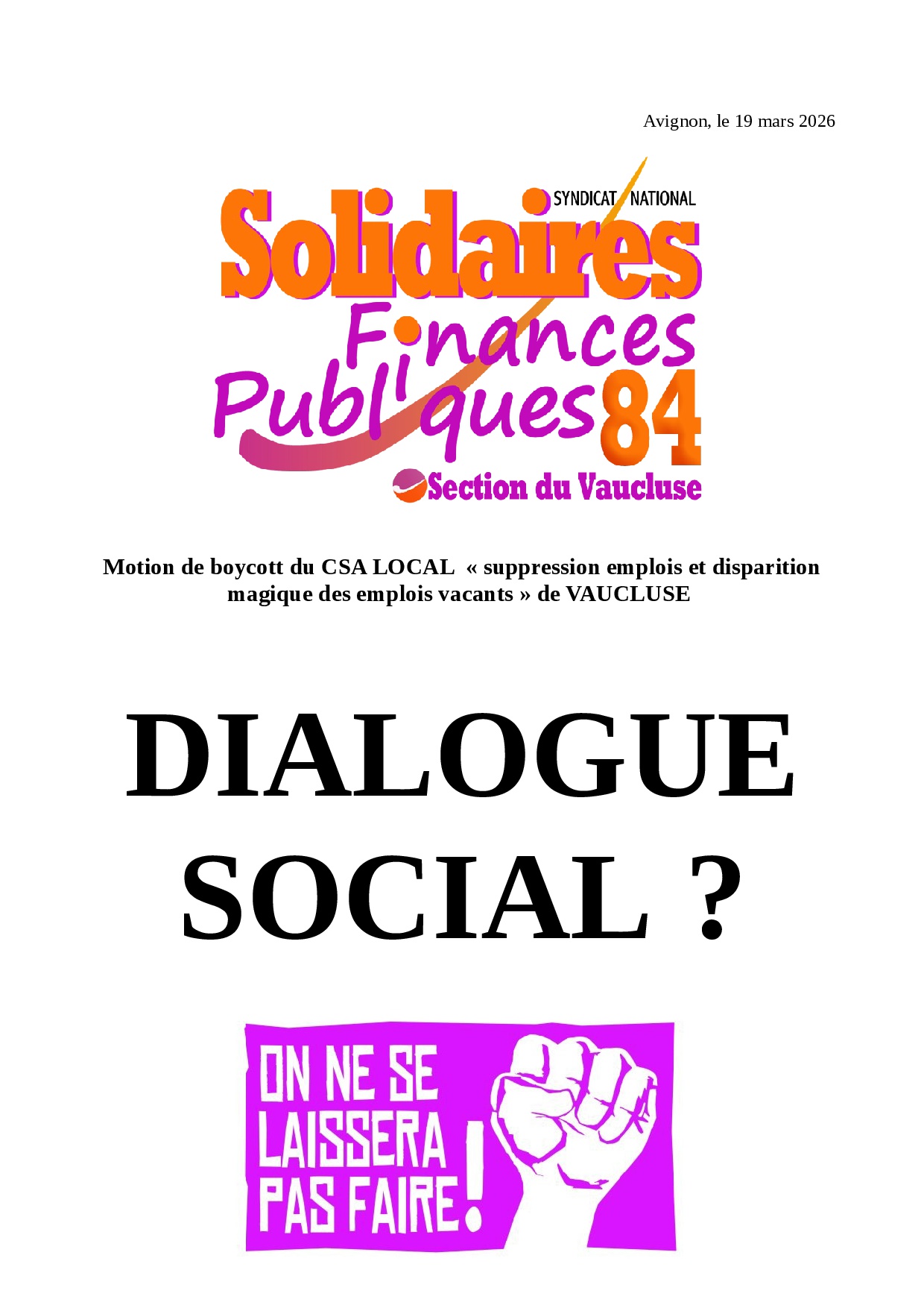 Le SNUI Sud Trésor est devenu