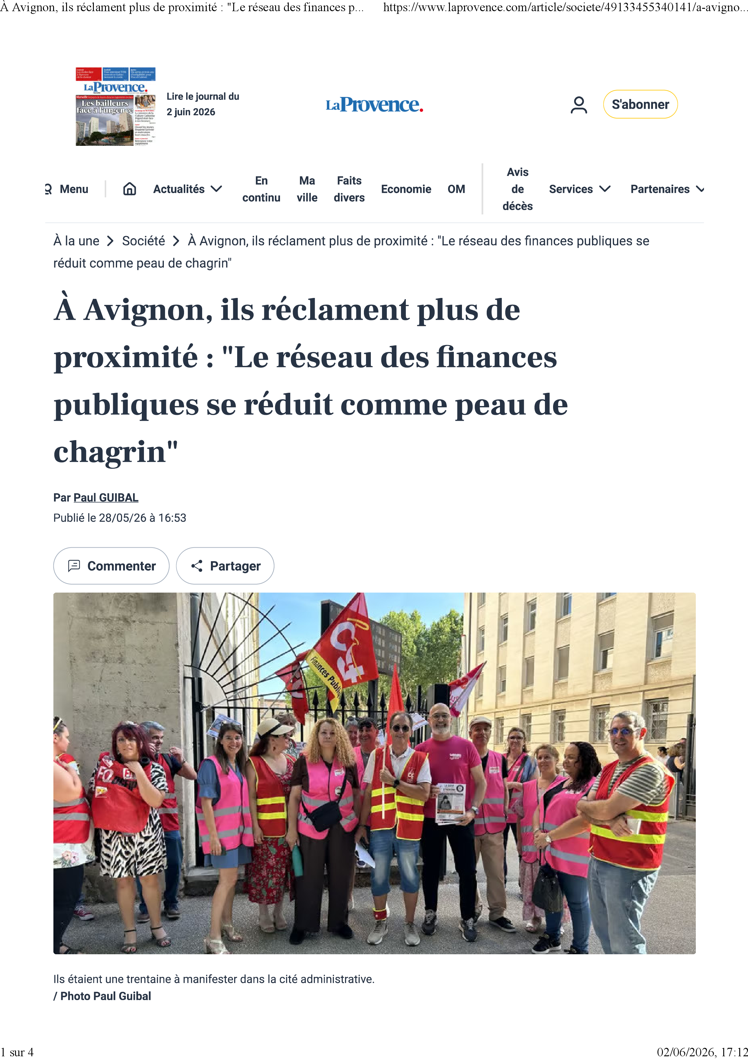 À Avignon ils réclament plus de proximité Le réseau des finances publiques se réduit comme peau de chagrin 1