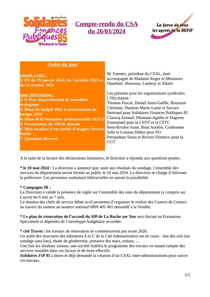 CR CSA du 26 03 2024
