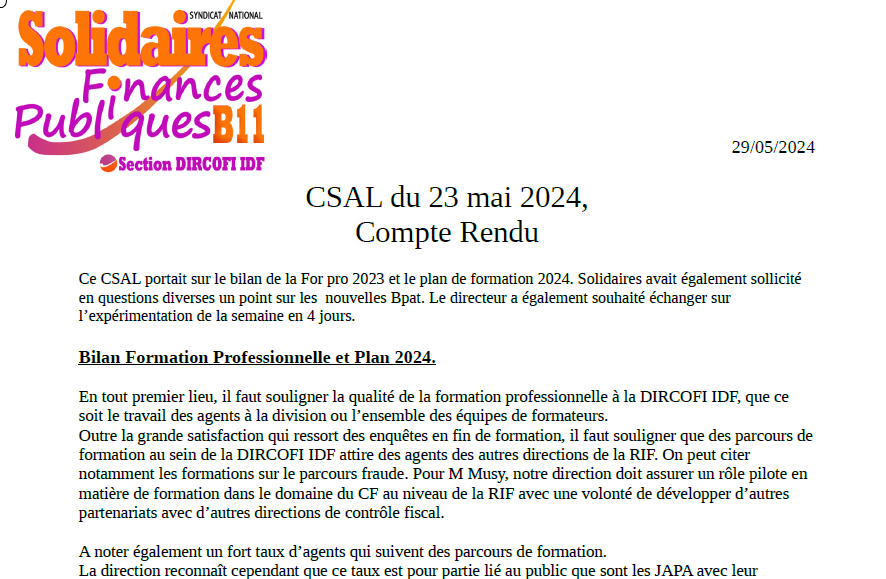 CR csal 23 mai
