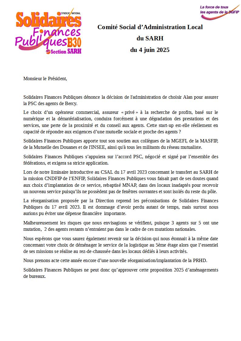 250604 Liminaire CSAL SARH PRHD et MNAP déménagement