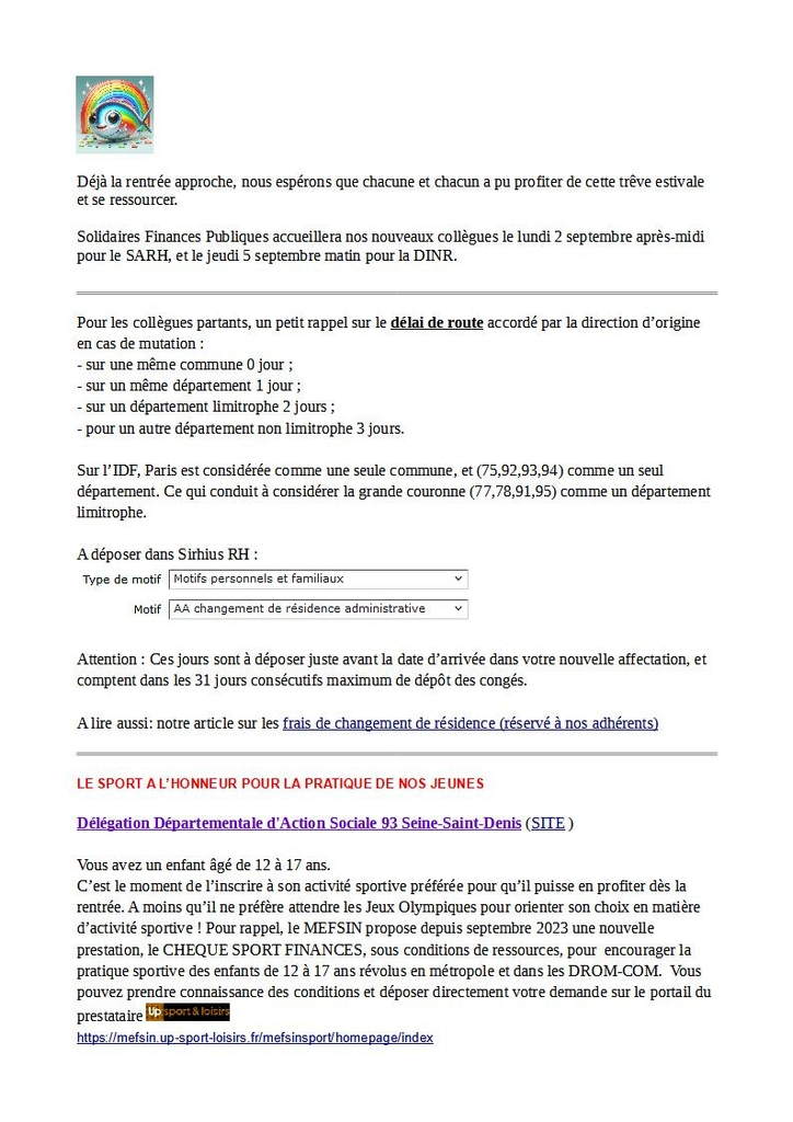 INFOS LA SARDINE AOUT 2024