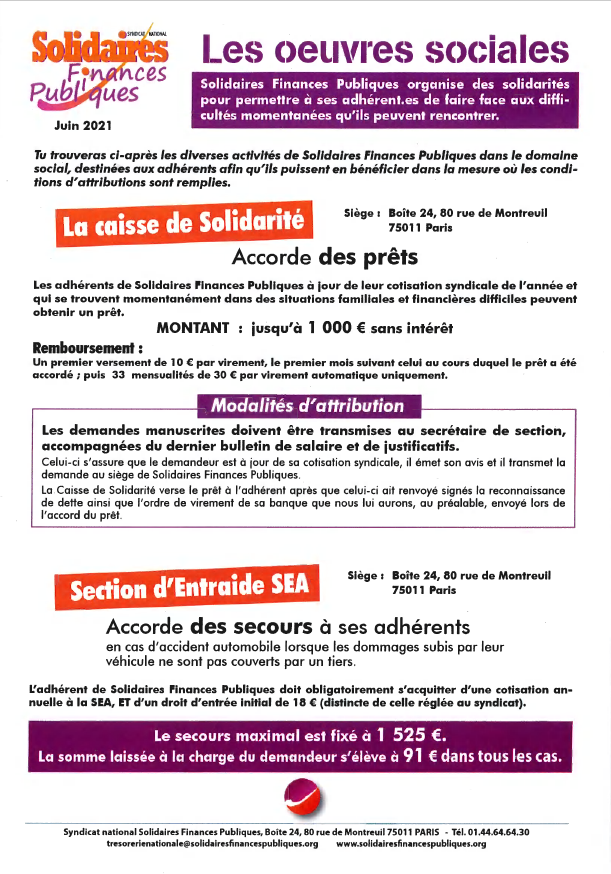 Les oeuvres sociales