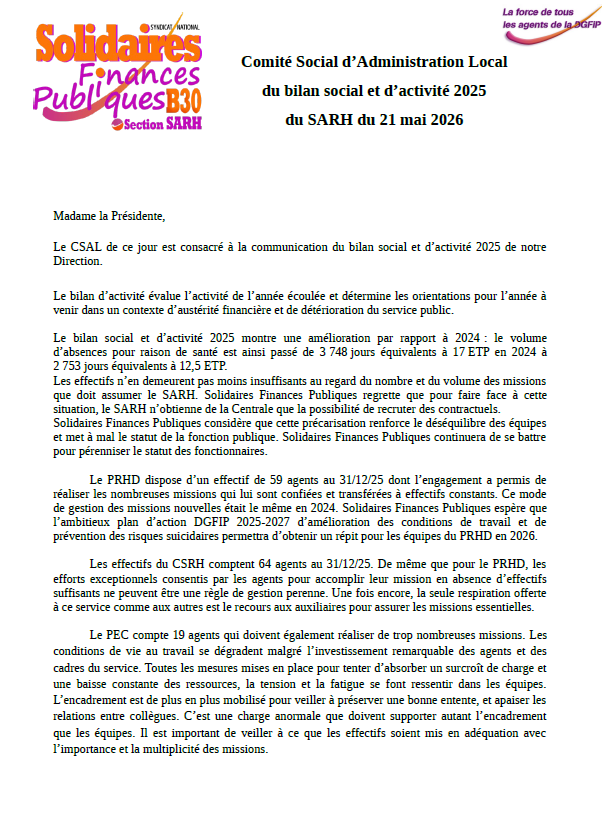 csal SARH 20260521 liminaire