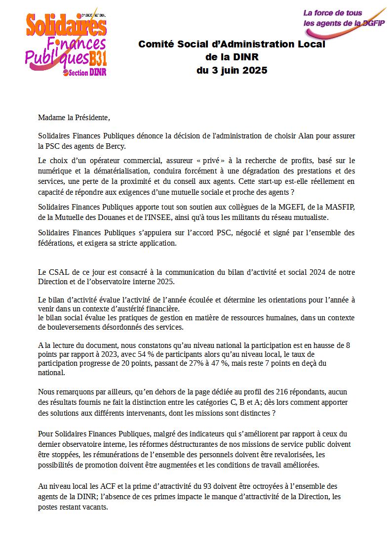 250603 Liminaire CSAL Bilan dactivité et social