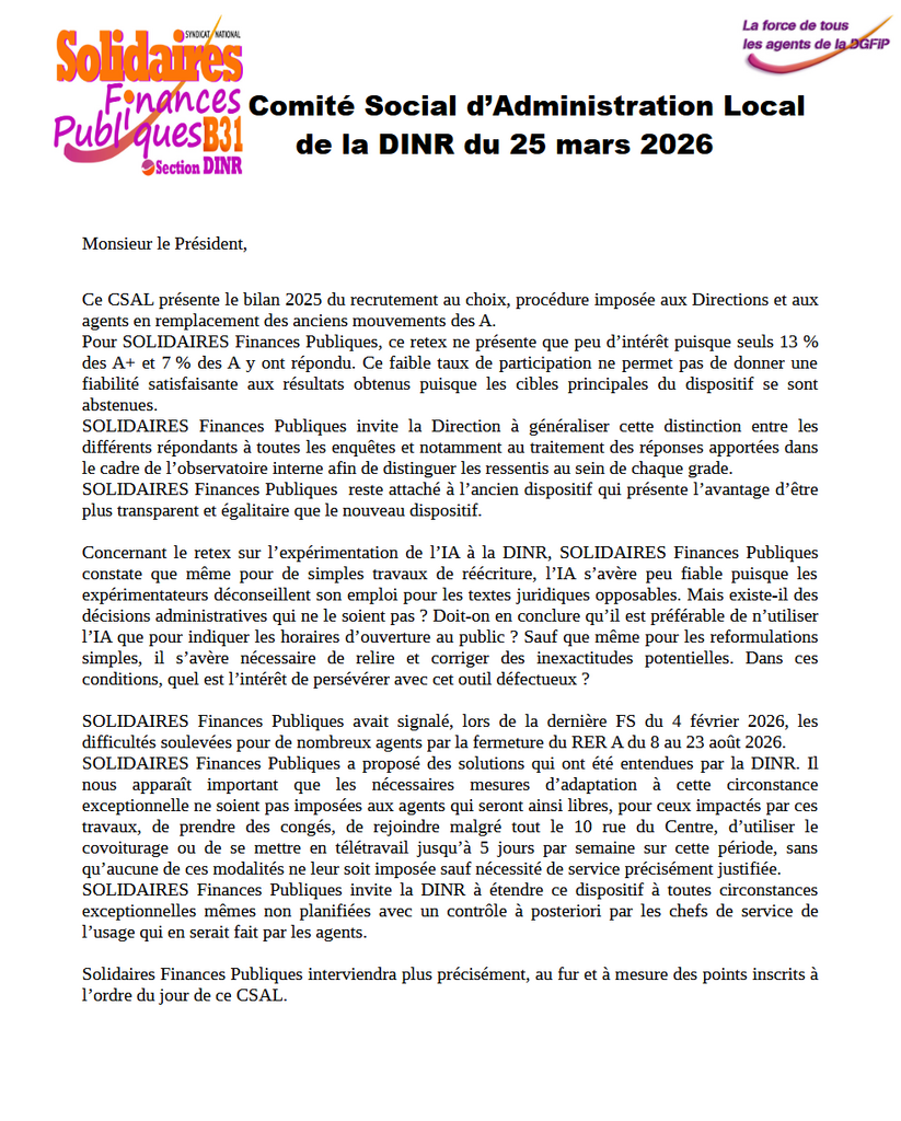 CSA recrutement au choix 25 mars 2026