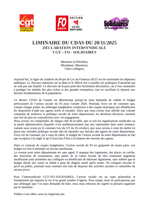 LIMINAIRE DU CDAS DU 20 11 2025